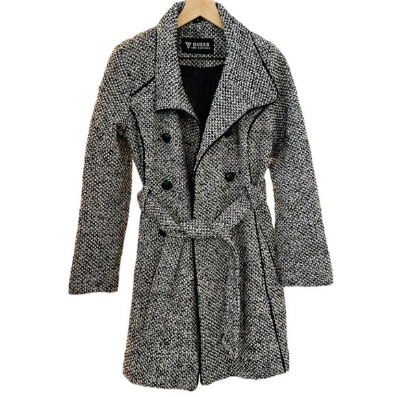 GUESS Houndstooth Black & White Button Up Coat – Medium - Picture 4 of 15